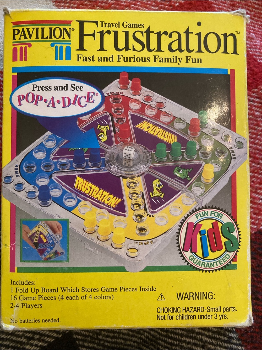 Frustration Travel Game - Yellow, Red, Blue, Green pop-a-dice!
